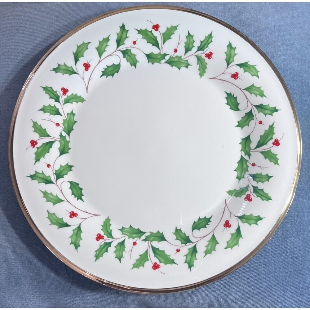 Lenox Holly & Berry Holiday Dinner Plate Made in USA - 10 3/4" New Christmas